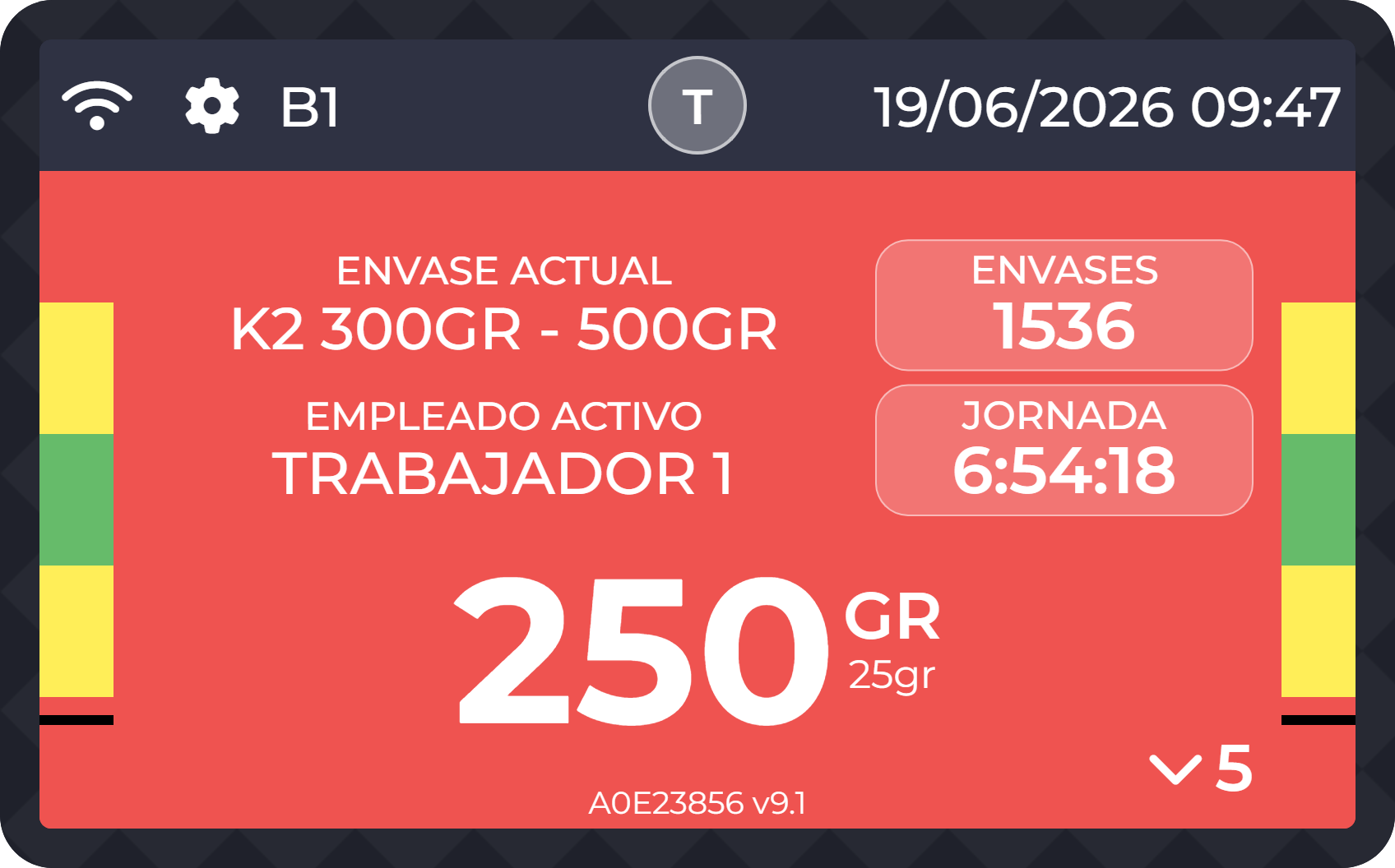 Peso muy alejado del rango correcto